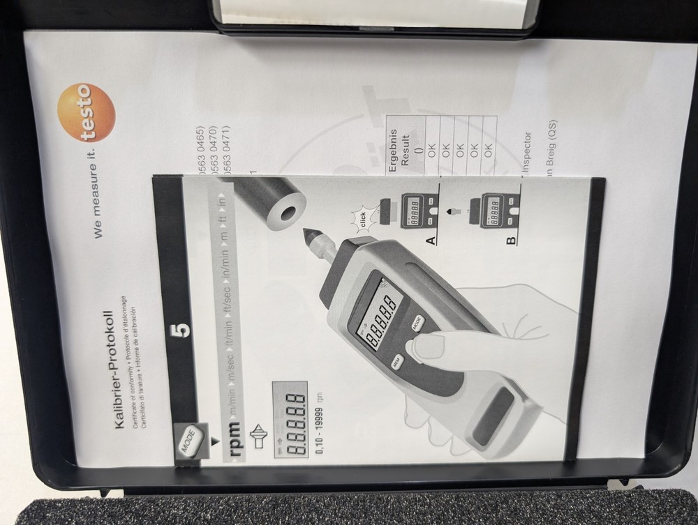 Testo 470 Dual Function Optical Mechanical RPM Tachometer 0563 0470