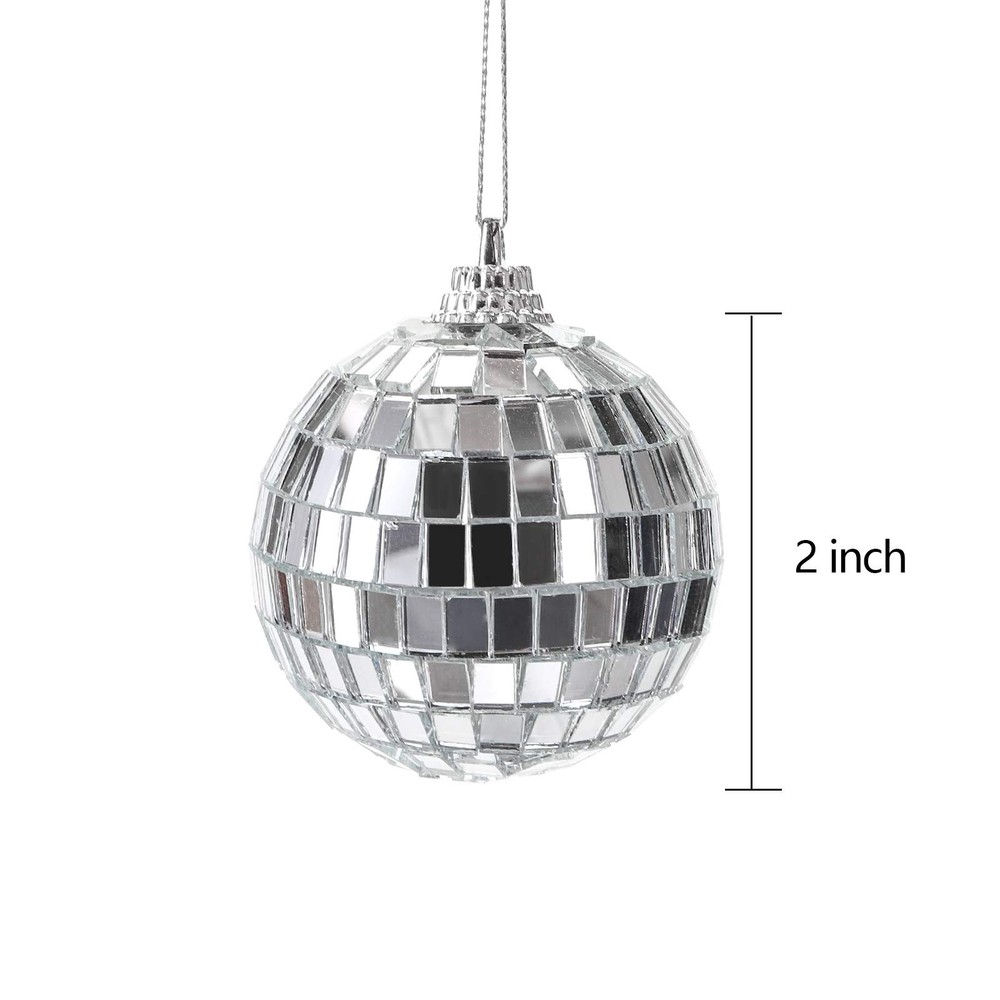 40 Pack Mirror Disco , 2 Inch Silver Hanging Disco Light Mirror with Attached...