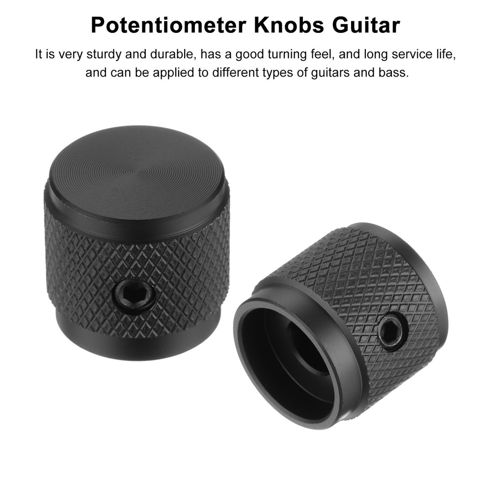 6PCS Guitar Knobs Metal, Volume Tone Control Dome Knobs 1/4" x 5/8", Black