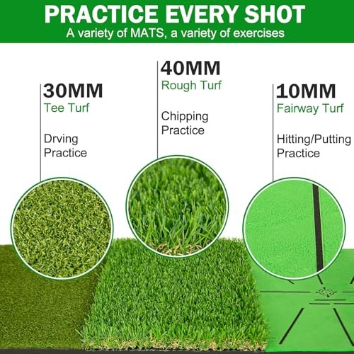 Golf Hitting Mats with Golf Tees Practice Indoor 3 Pcs Replaceable Outdoor