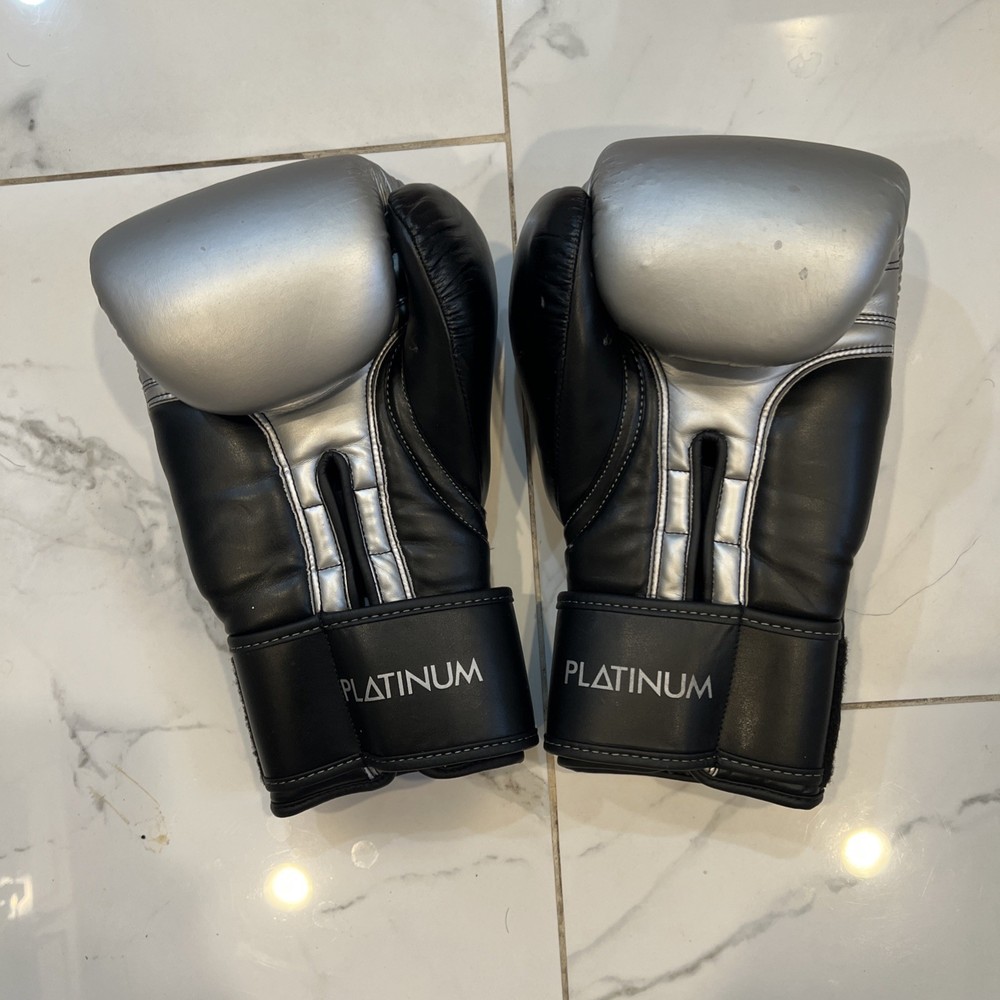 Title Boxing Platinum Proclaim Hook and Loop Training Gloves - Black/Silver 18oz