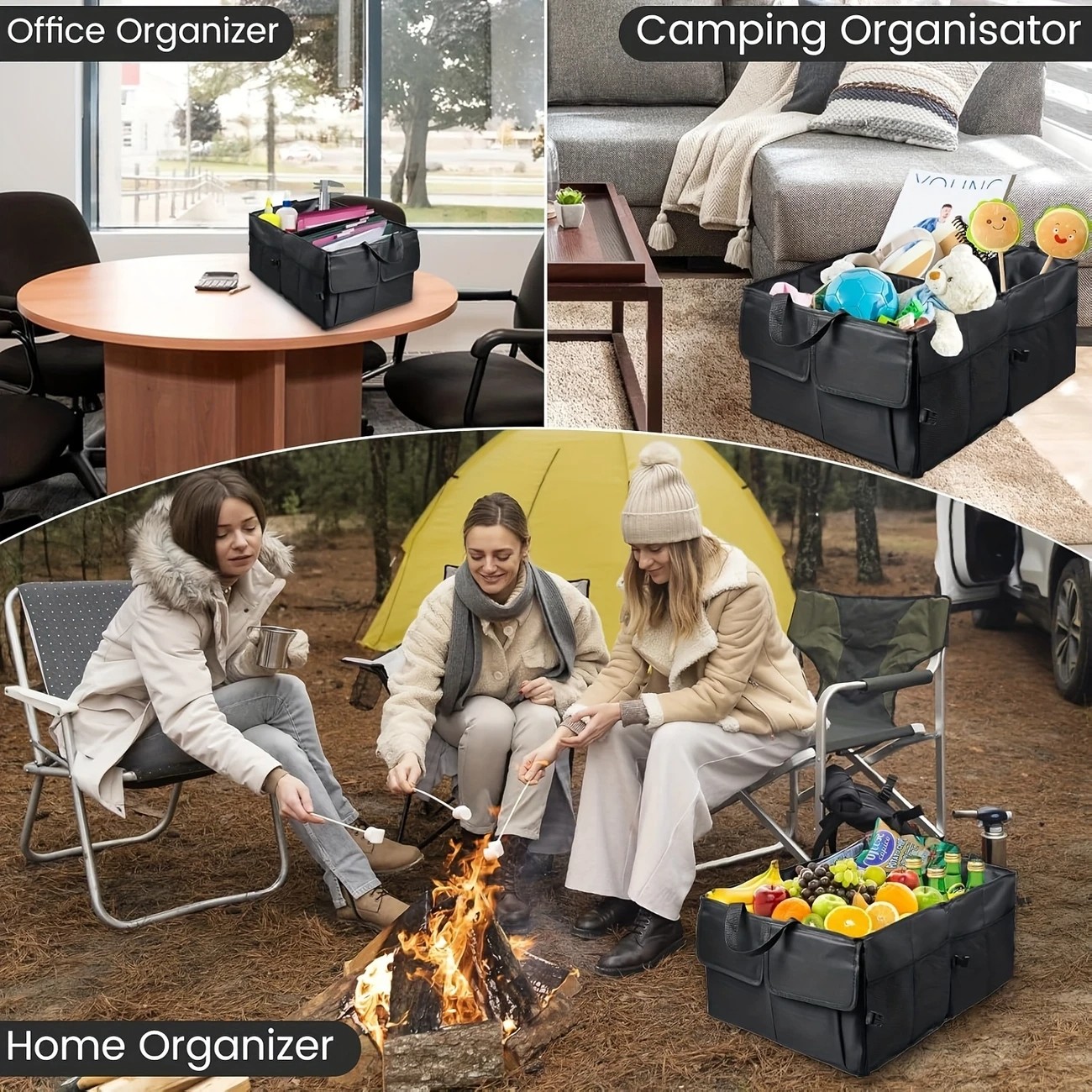 Trunk Cargo Organizer Folding Collapsible Caddy Storage Bag Bin Car Truck SUV