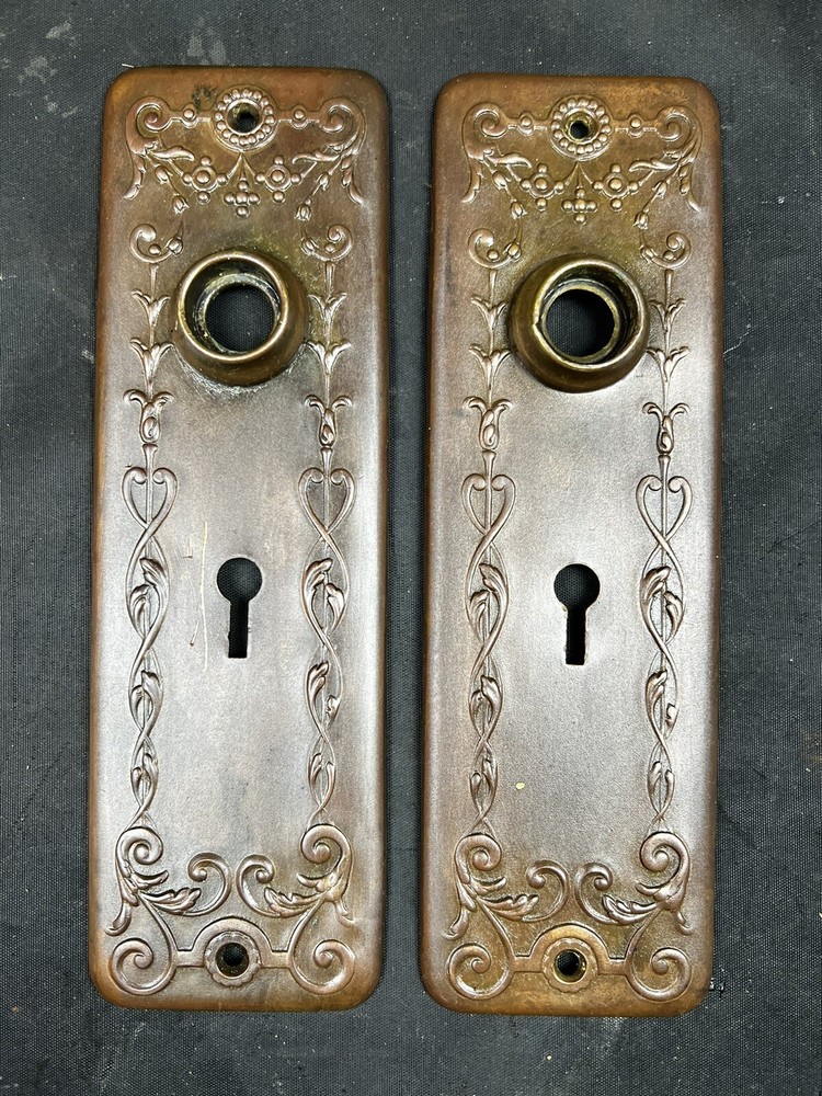 Large Version Reading Clifton Door Knobs, Backplates, Mortise Lock 1890 To 1910