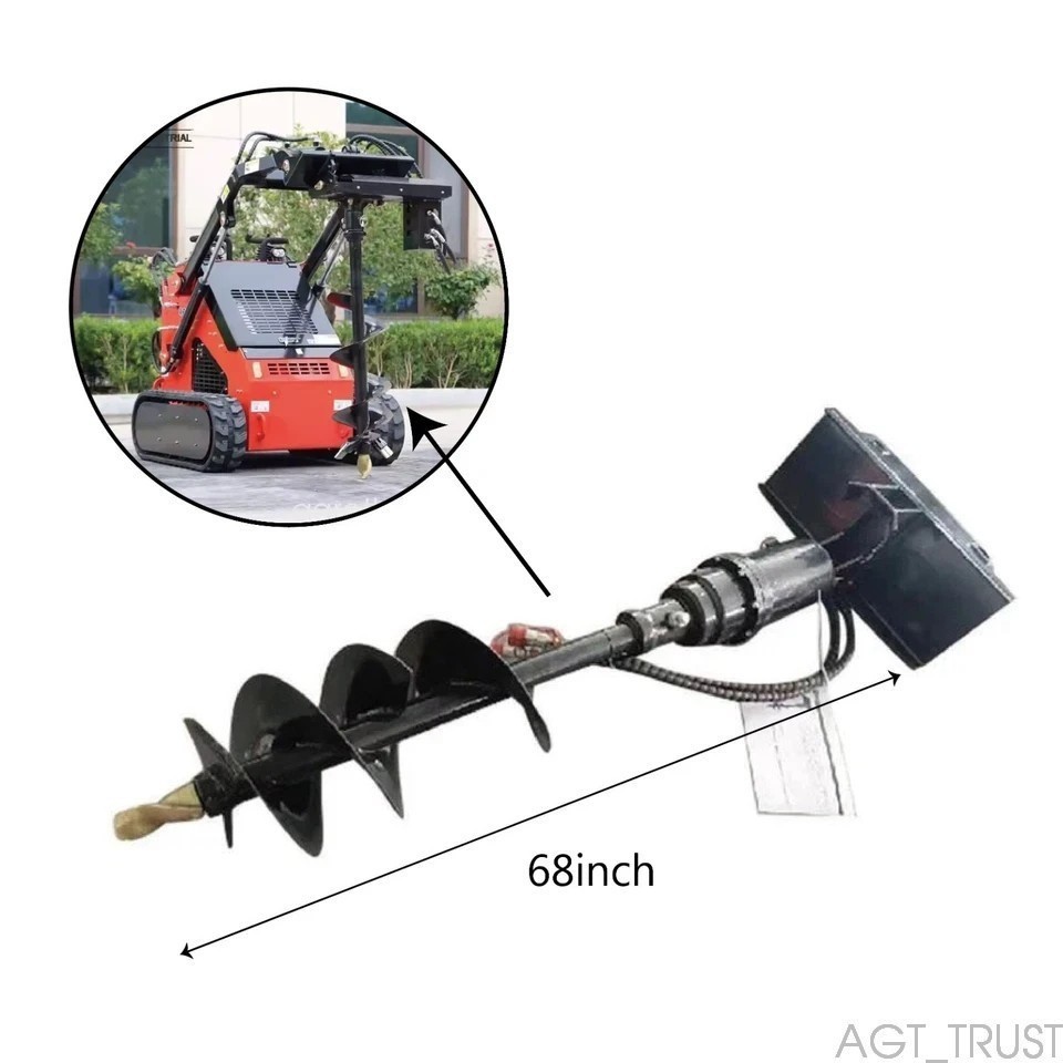 AGROTK M-AG 12" Hydraulic Auger Attachment for AGT Mini Skid Steer