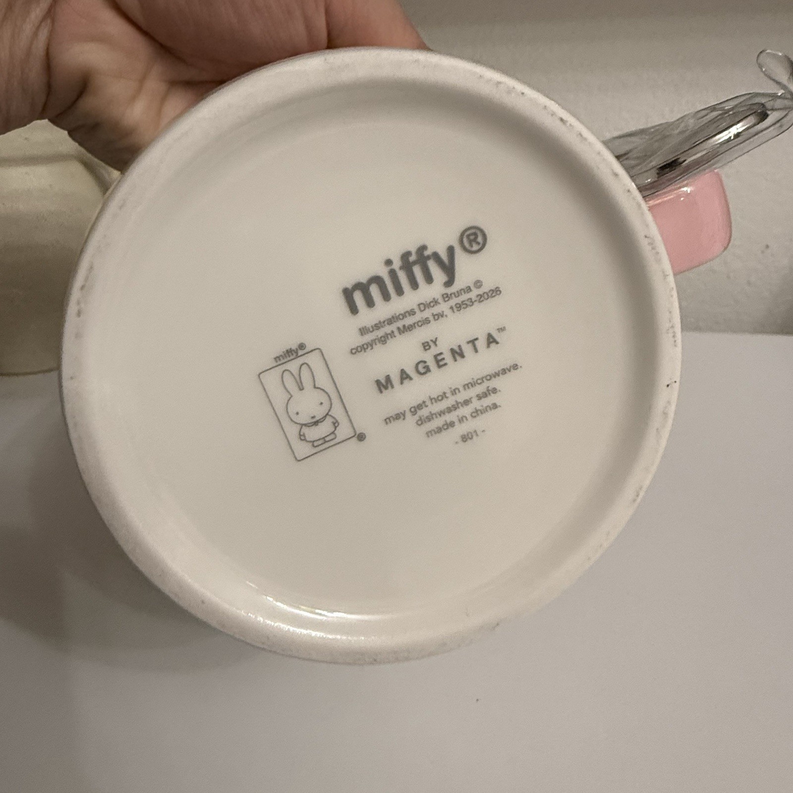 Miffy By Magenta Cherry Blossom White Pastel Pink Sakura Ceramic Mug w/ Keychain