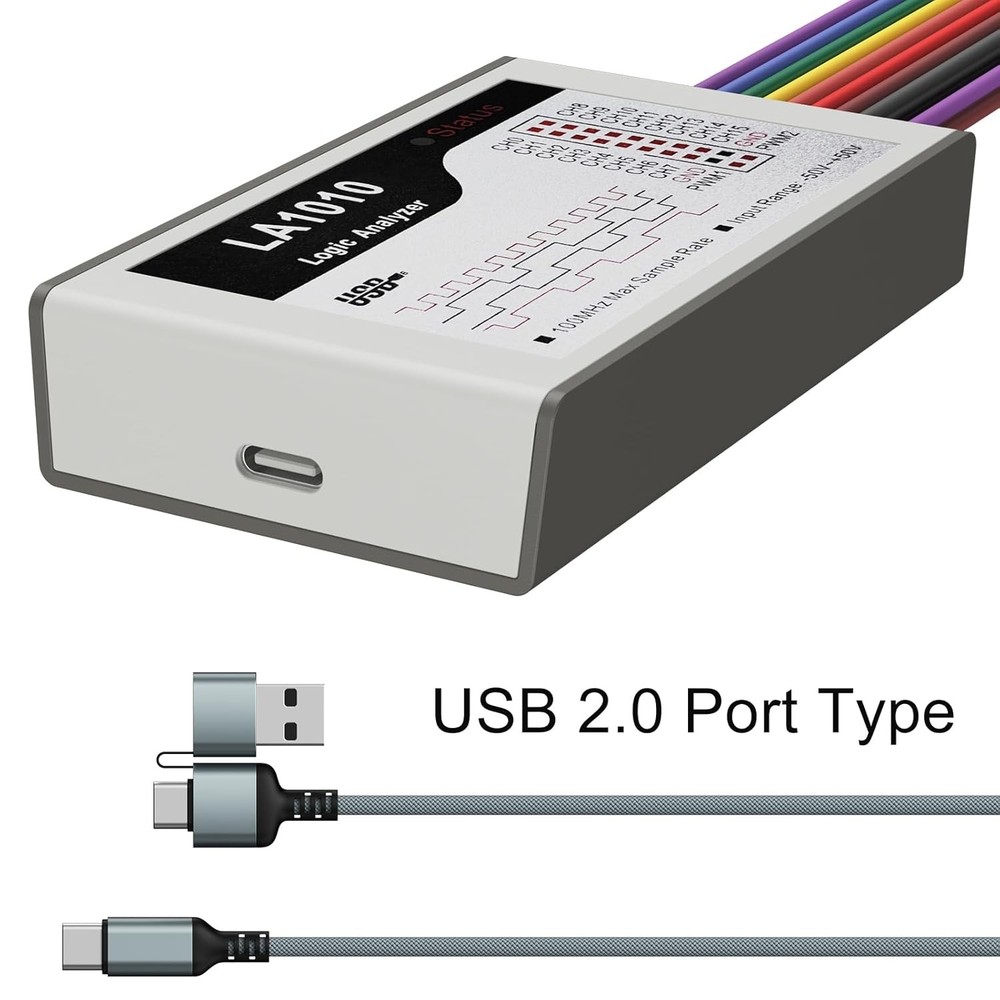 USB Logic Analyzer 16 Channel 100MHz with PC Software Windows Linux Handheld
