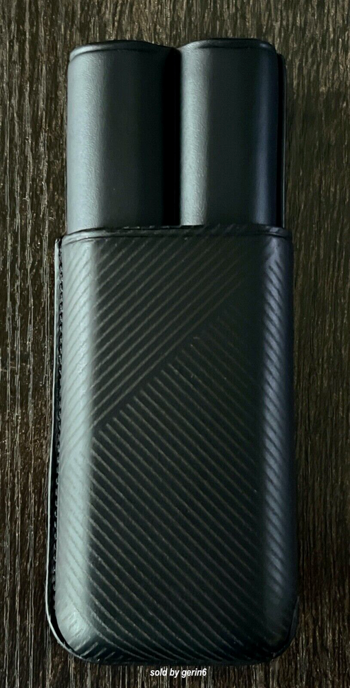 Davidoff Black Leather Leaf Pattern Double Cigar Case / Pouch 105582