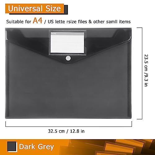 6 Pack Plastic Envelopes Poly Envelopes, Clear Document Folders 6 Pack-black