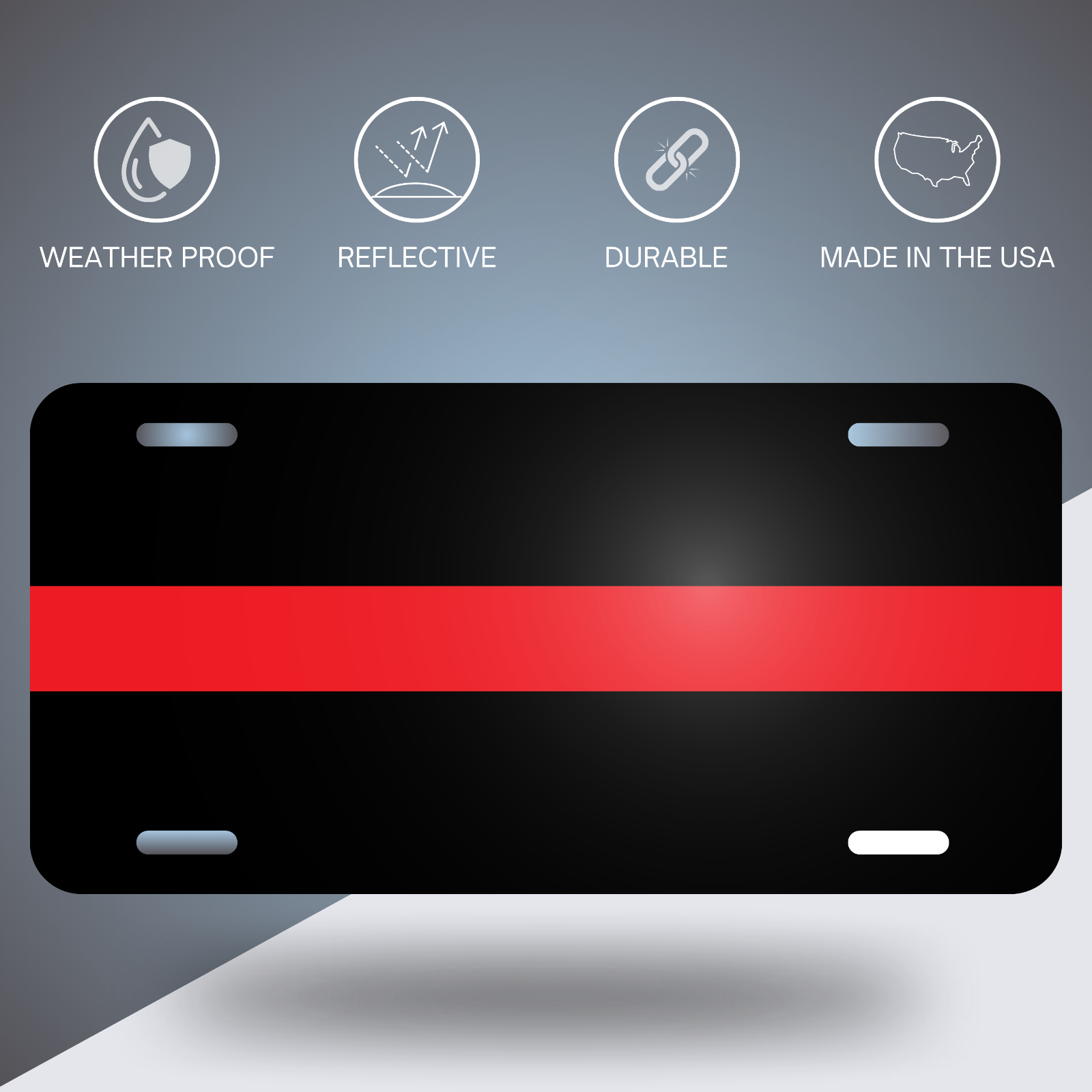 Reflective Thin Red Line License Plate Tag