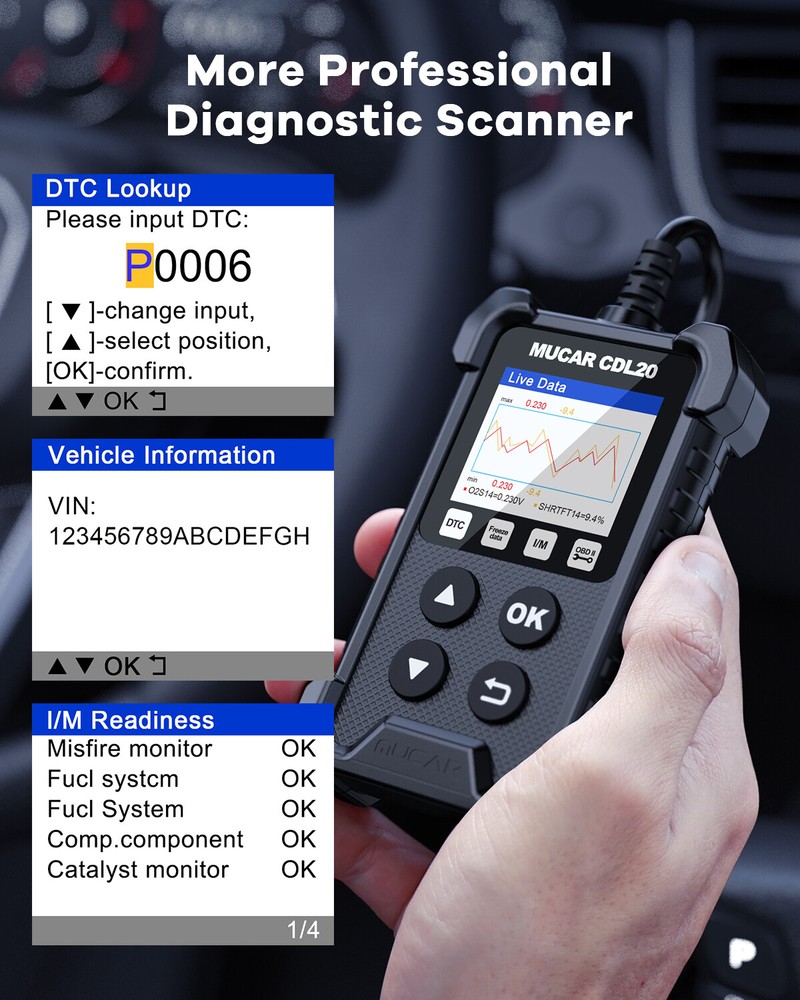 MUCAR CDL20 Car OBD2 Diagnostic Tool Auto Scanner Engine System USA 2025