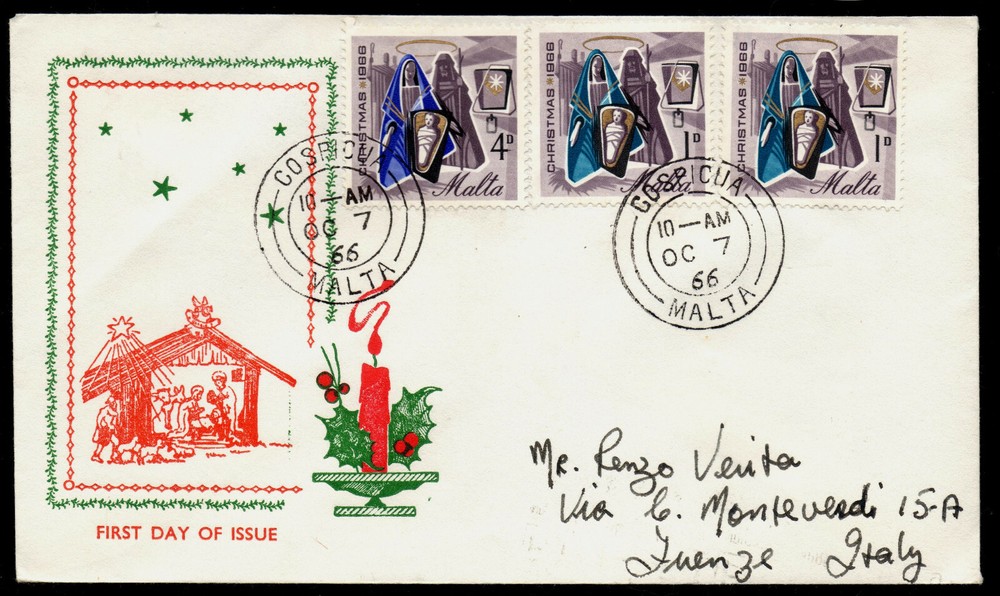 MALTA 1966 - FIRST DAY ENVELOPE - Complete Christmas Series #BUW #MTY