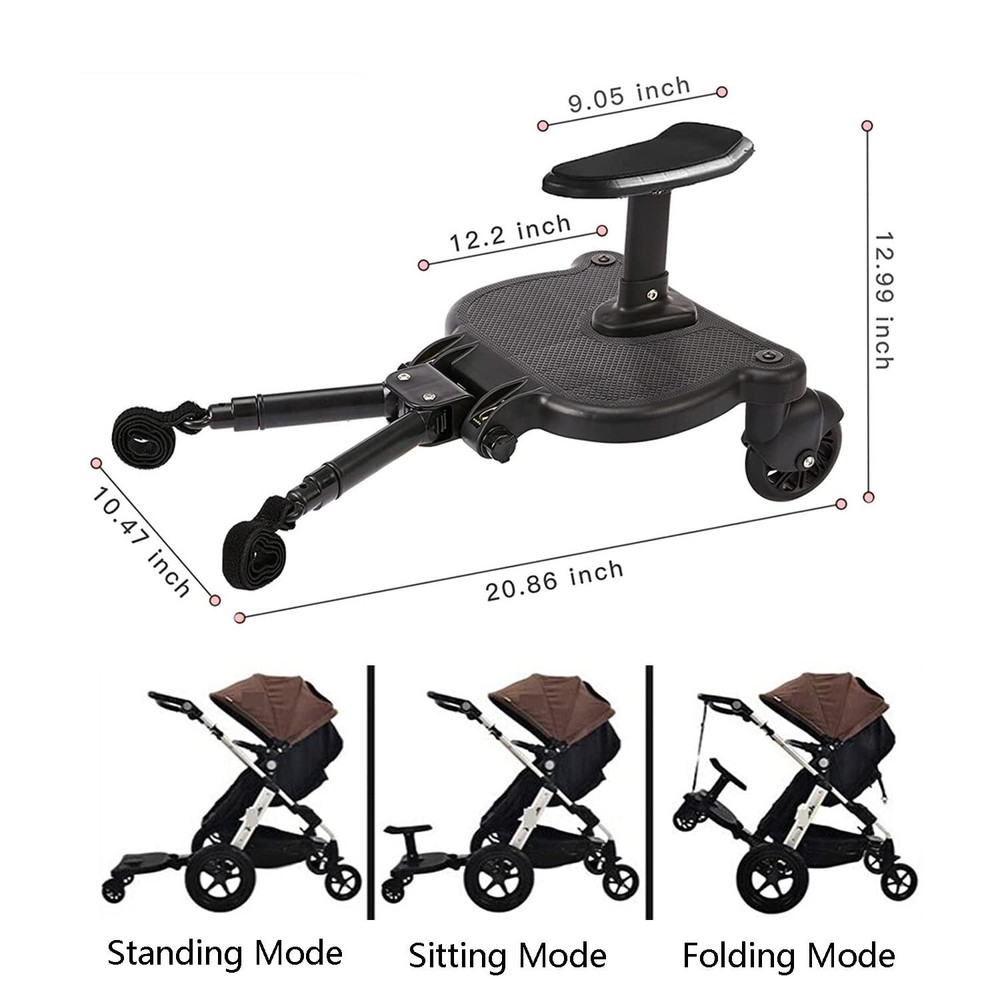 Universal Stroller Board Buggy Board with Detachable Seat, Stroller Glider Bo...