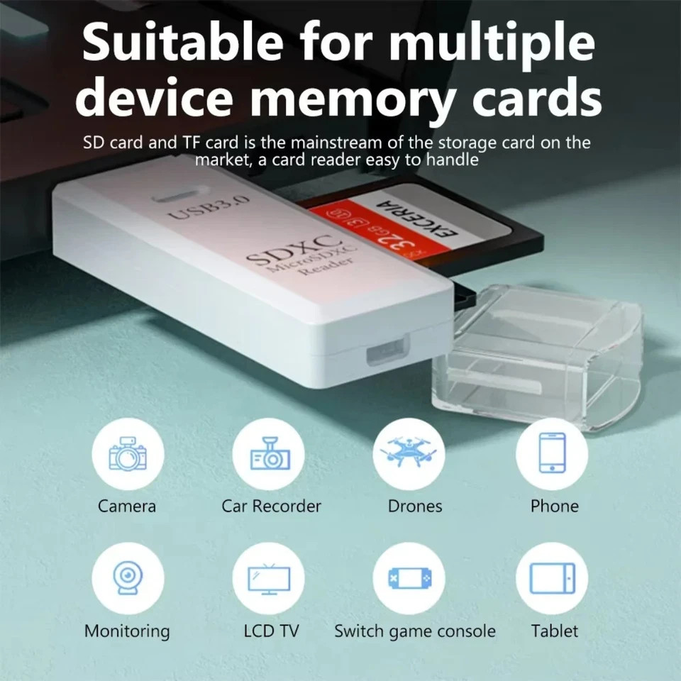 USB 3.0 Micro SD SDHC TF Card Reader Memory Adapter for PC Laptop Camera
