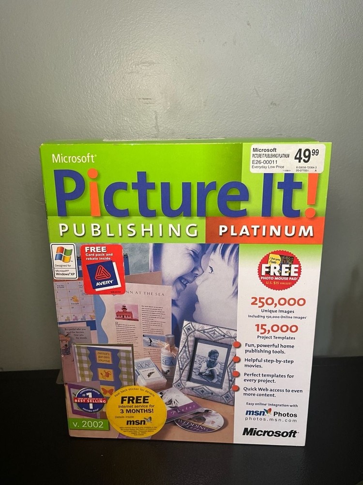 Microsoft Picture It! Publishing Platinum v. 2002 Photo Editing Software Boxed