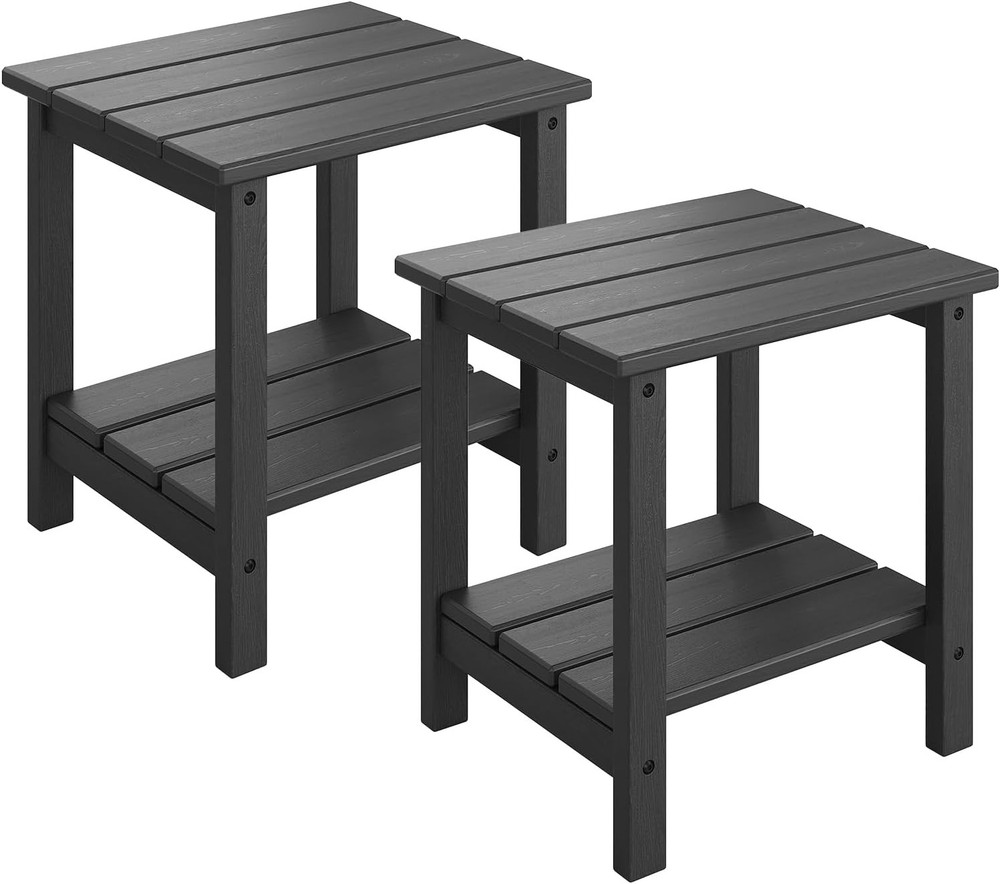 Outdoor Adirondack End Table HDPE 2-Tier Side Table for Pool Deck Patio
