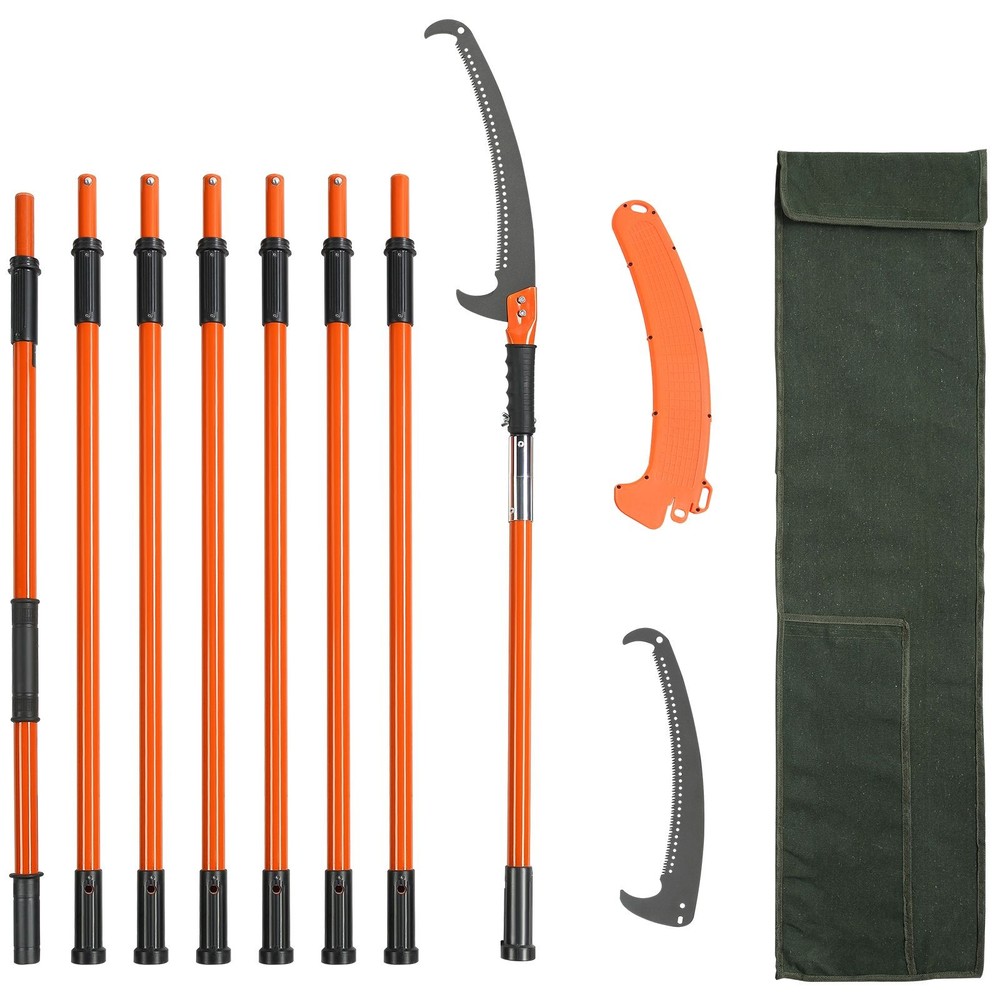 Manual Pole Saw, 7.3-27 ft Extendable Tree Pruner, Sharp Steel Blade High Branch