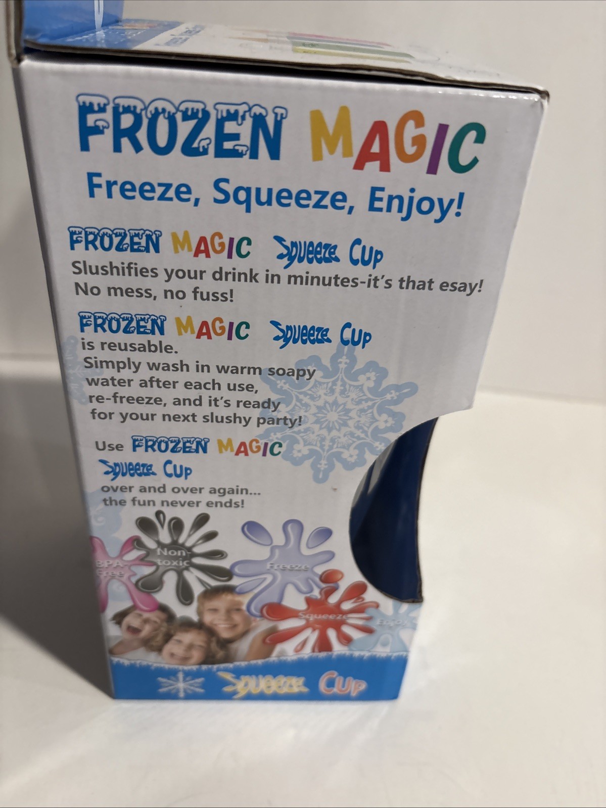 FROZEN MAGIC Squeeze Cup, Blue - Easy To Make, No Mess - New - Free Shipping