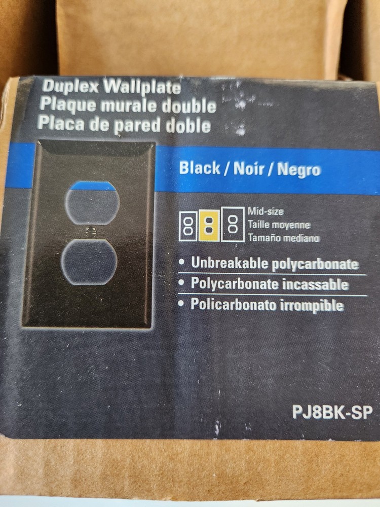 Mid size Black Duplex wallplate cover Eaton 40 Pack