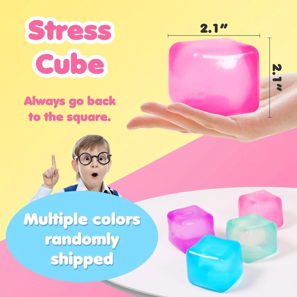 2pcs High Density Gel Ice Cube Square Decompression Vent Toy Squishy Stress Ball