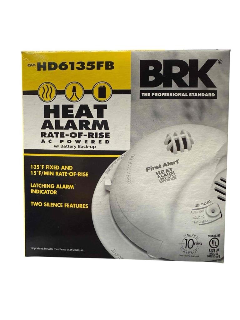 NEW BRK Heat Alarm Rate Of Rise AC Powered With Battery Back-up HD6135FB