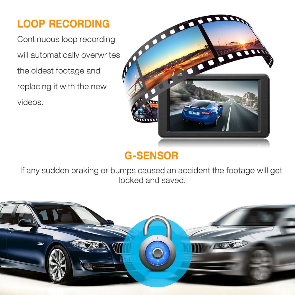 TOGUARD 4K Dash Cam Front Dash Camera Night Vision G-Sensor Video Recorder