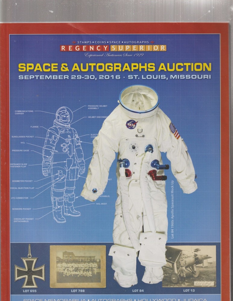 REGENCY SUPERIOR  2015 & 2016 SPACE-AUTOGRAPHS & STAMPS, 2 Catalogs, 4 Auctions.