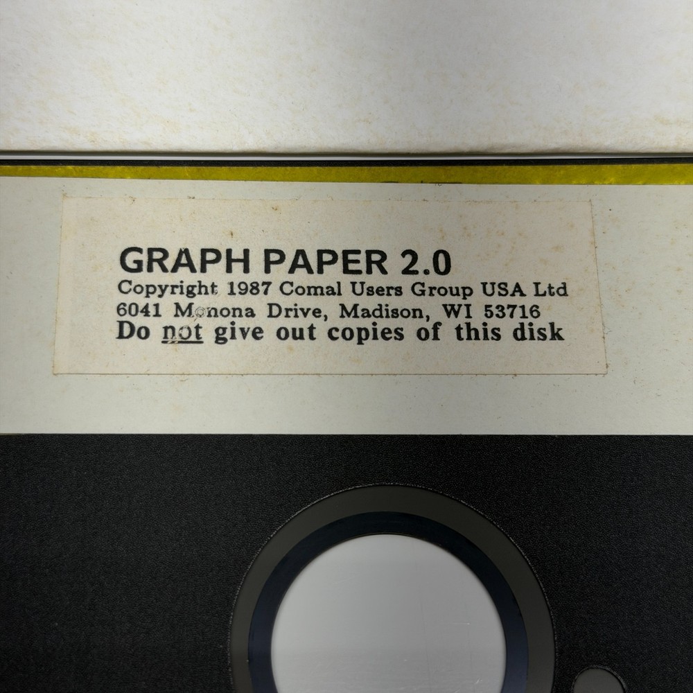 Vintage Commodore 64 Graph Paper 2.0 1987 Comal Users Software 5.25” Floppy Disk