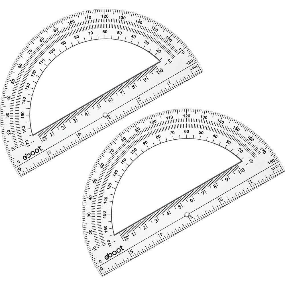 EBOOT 24 Pack Plastic Protractors Math Protractor 180 Degrees 6 Inch Clear