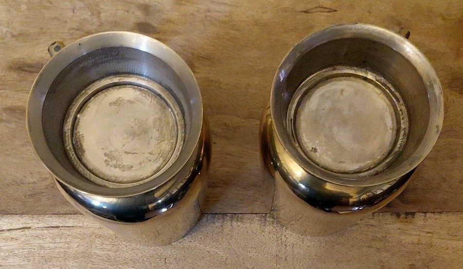 Pair of Vintage Solid Solid Brass Tankards 14 Cms Tall