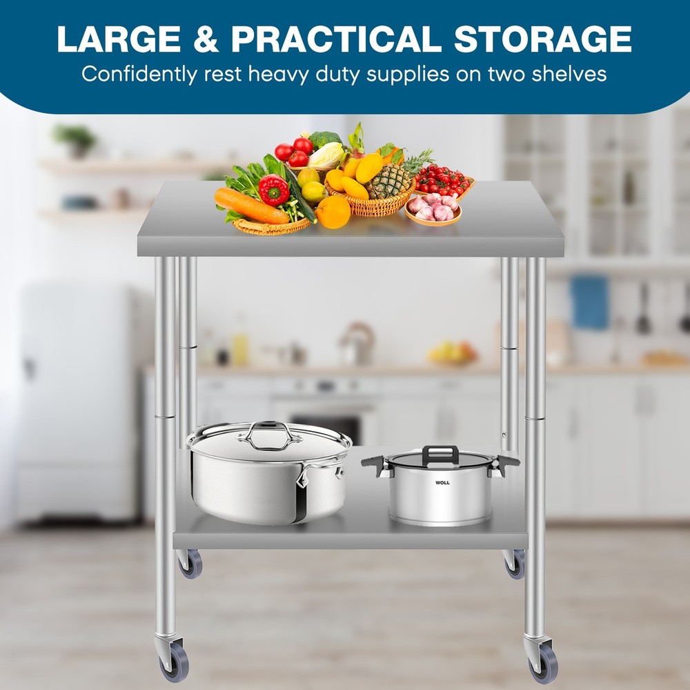 60x24" Stainless steel worktable on wheels kitchen workbench