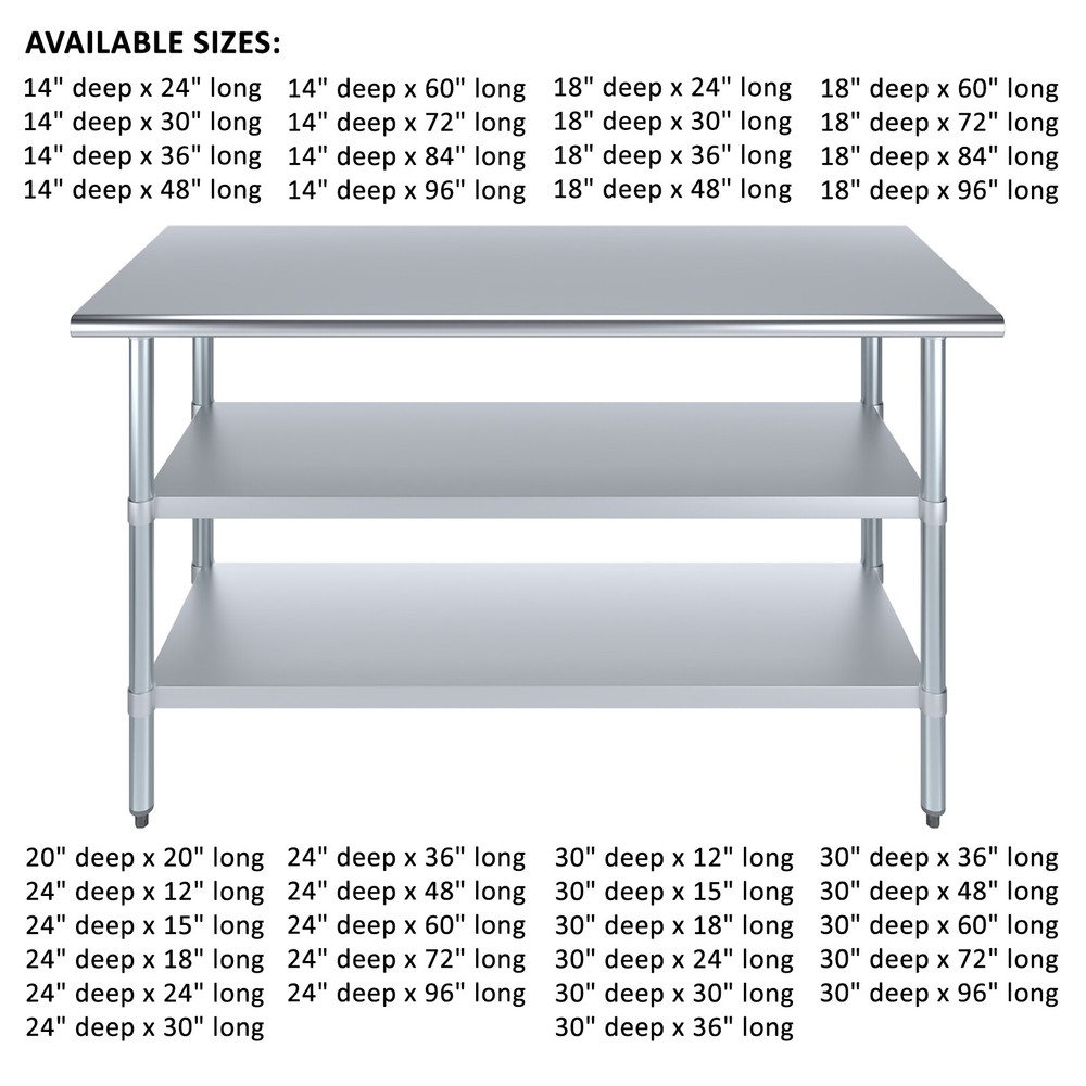 Stainless Steel Work Table with 2 Under Shelves | Metal Utility Table
