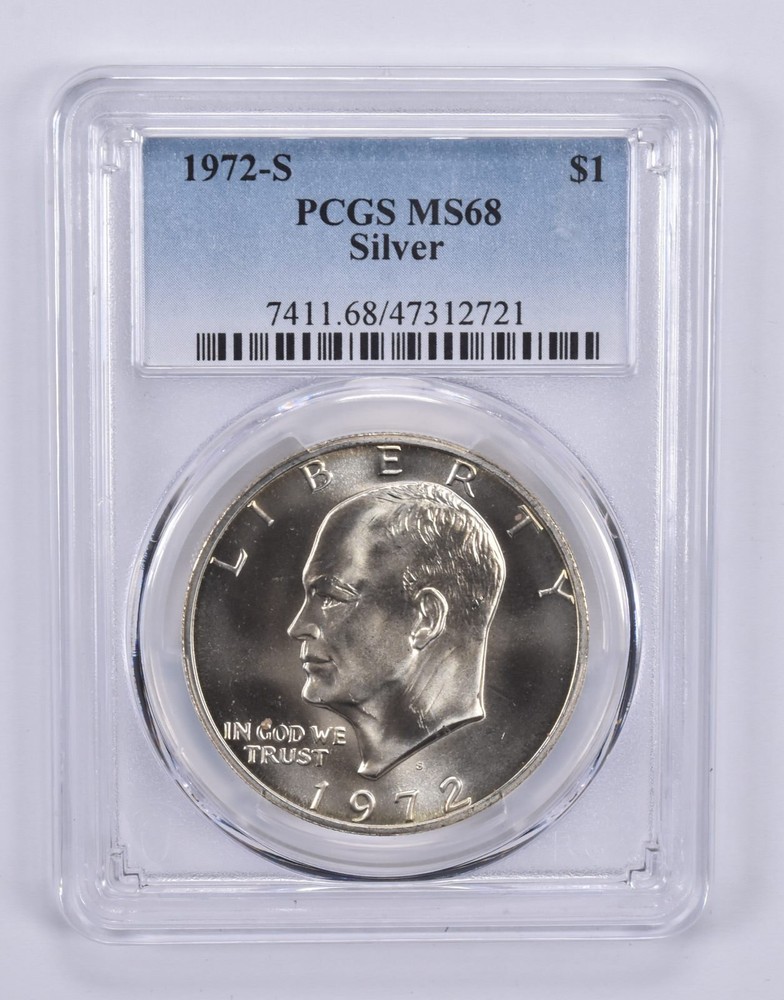 1972-S Eisenhower Dollar Ike Silver MS68 PCGS Blue Label