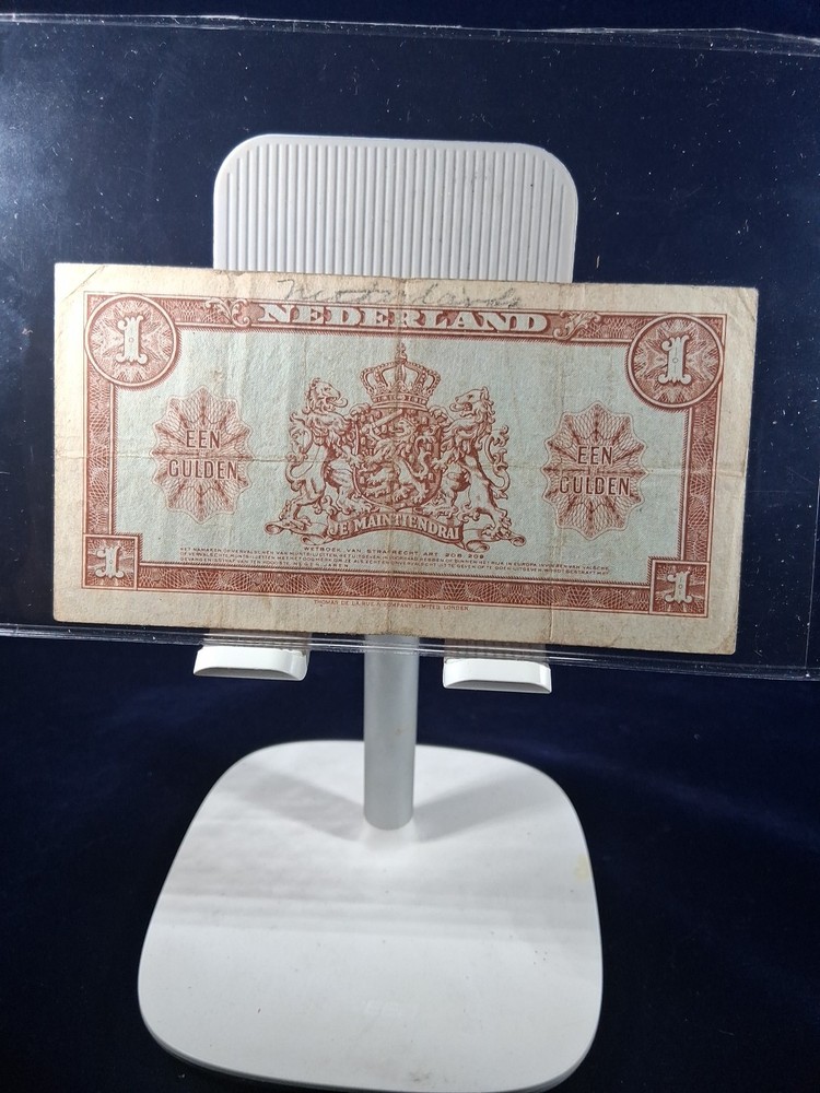 1945 NETHERLAND 1 GULDEN BANKNOTE MOUNT BILJET