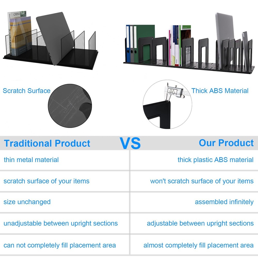 Adjustable Vertical File Sorter Sturdy Plastic Expandable Upright File Holder...