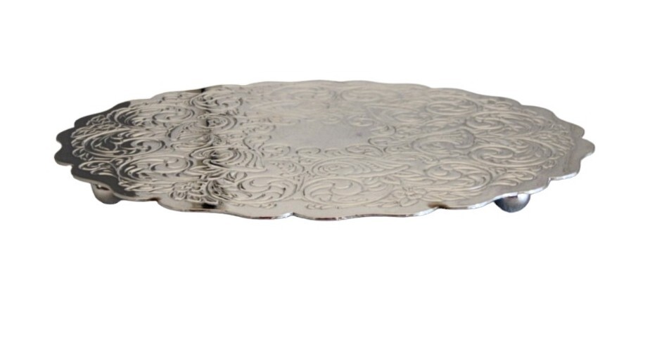 Silverplate Oval Trivet With Feet