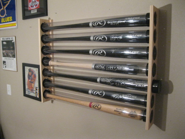 6 Bat - Wood Baseball Bat Display Wall Rack - Wall Mount  ( SEE DESCRIPTION  )*