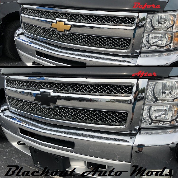 Matte Black 2007-2013 Chevy Silverado BowTie Emblem Overlay Decal Set of 2