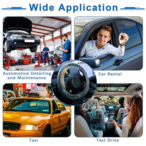 200PCS Disposable Steering Wheel Covers, Elastic Universal Steering Wheel