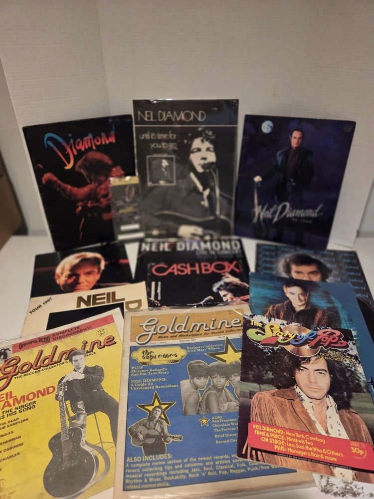 Lot Of 13 Neil Diamond Concert Tour Program Book, Poster, Magazine, Ticket Stub