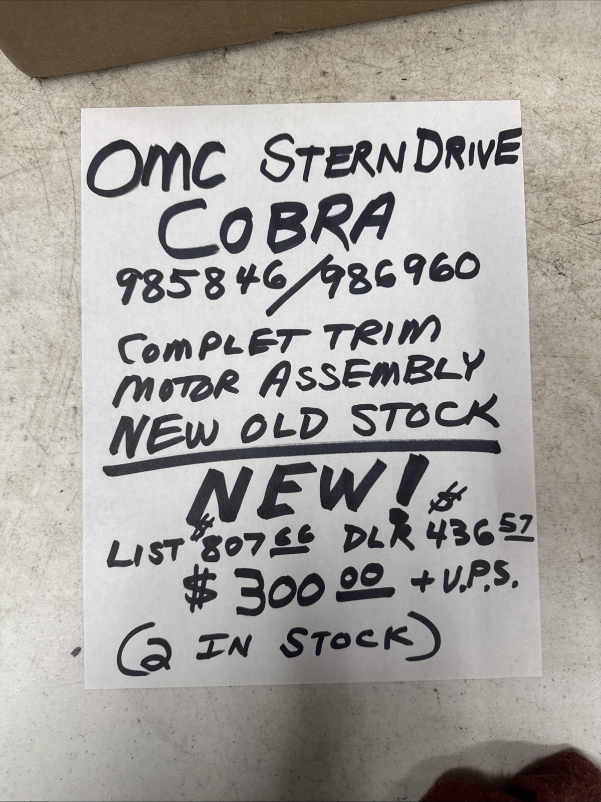 OMC Cobra Sterndrive Trim Motor Assembly 985846/986970