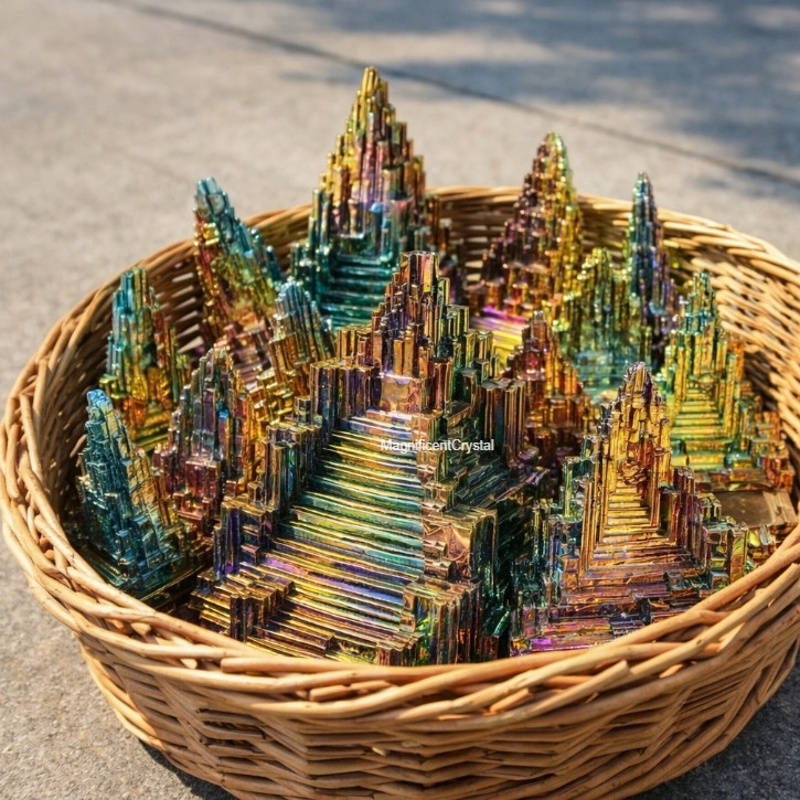 100g Rare Aura Rainbow Titanium Bismuth Quartz Natural Mineral Specimen Crystal