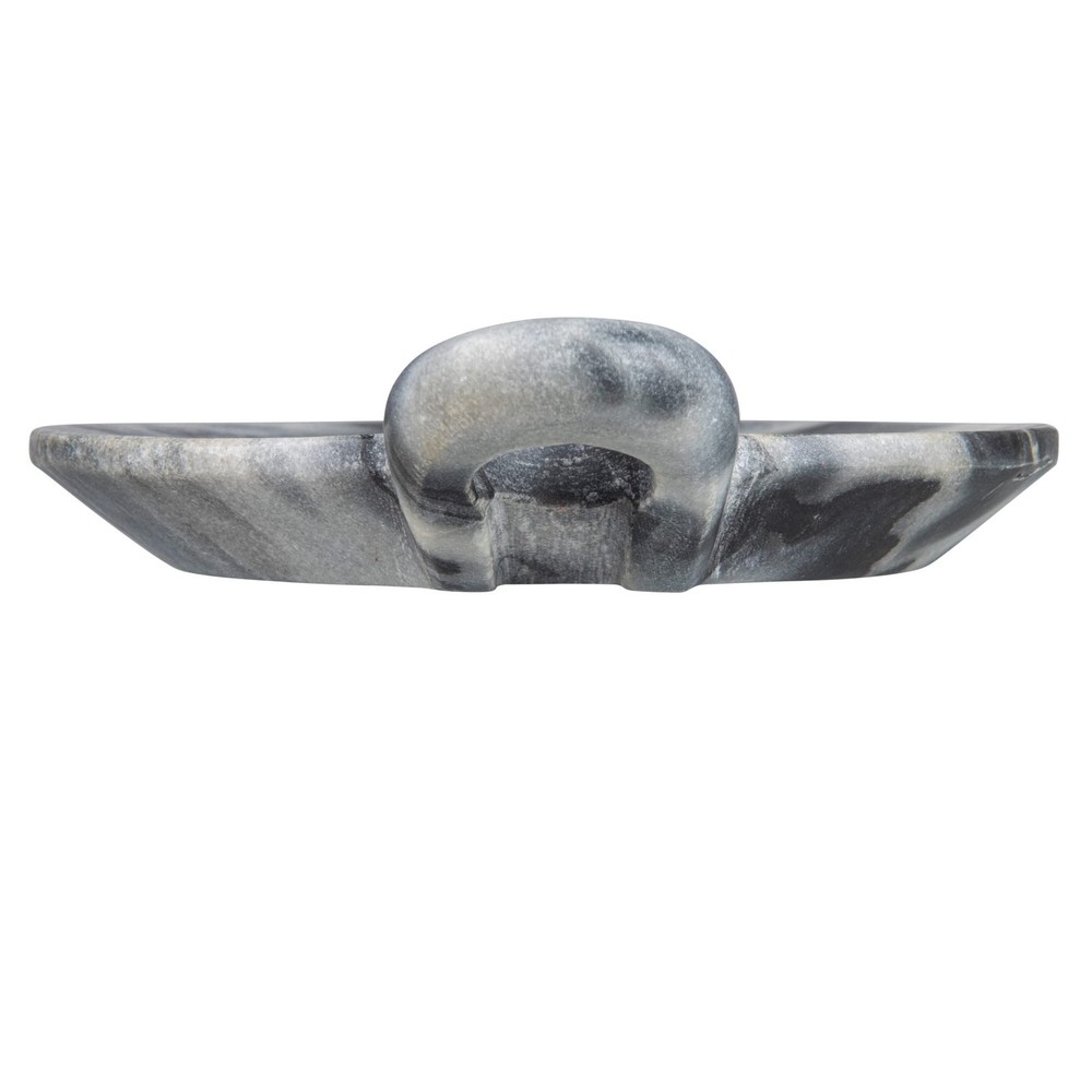 Hand-Carved Marble Dish with Handle, Grey