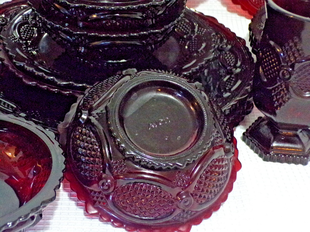 Vintage Avon Cape Cod Ruby Red Place Setting for 4 Dinnerware 16 pcs NO BOWLS