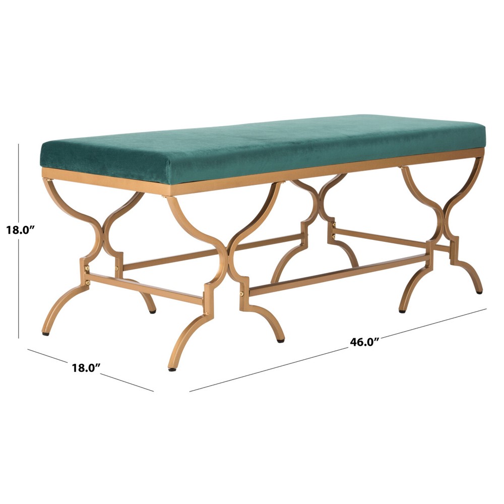 SAFAVIEH Juliet Rectangular Bench | Emerald / Gold |