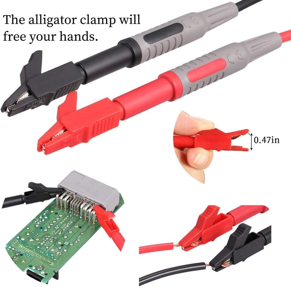 Multimeter Leads Kit Probes Alligator Clips Hooks with Storage