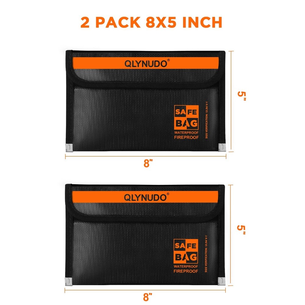 Small Fireproof Document Bag 8x5, External Size, 2-Pack Fireproof Money Bag f...