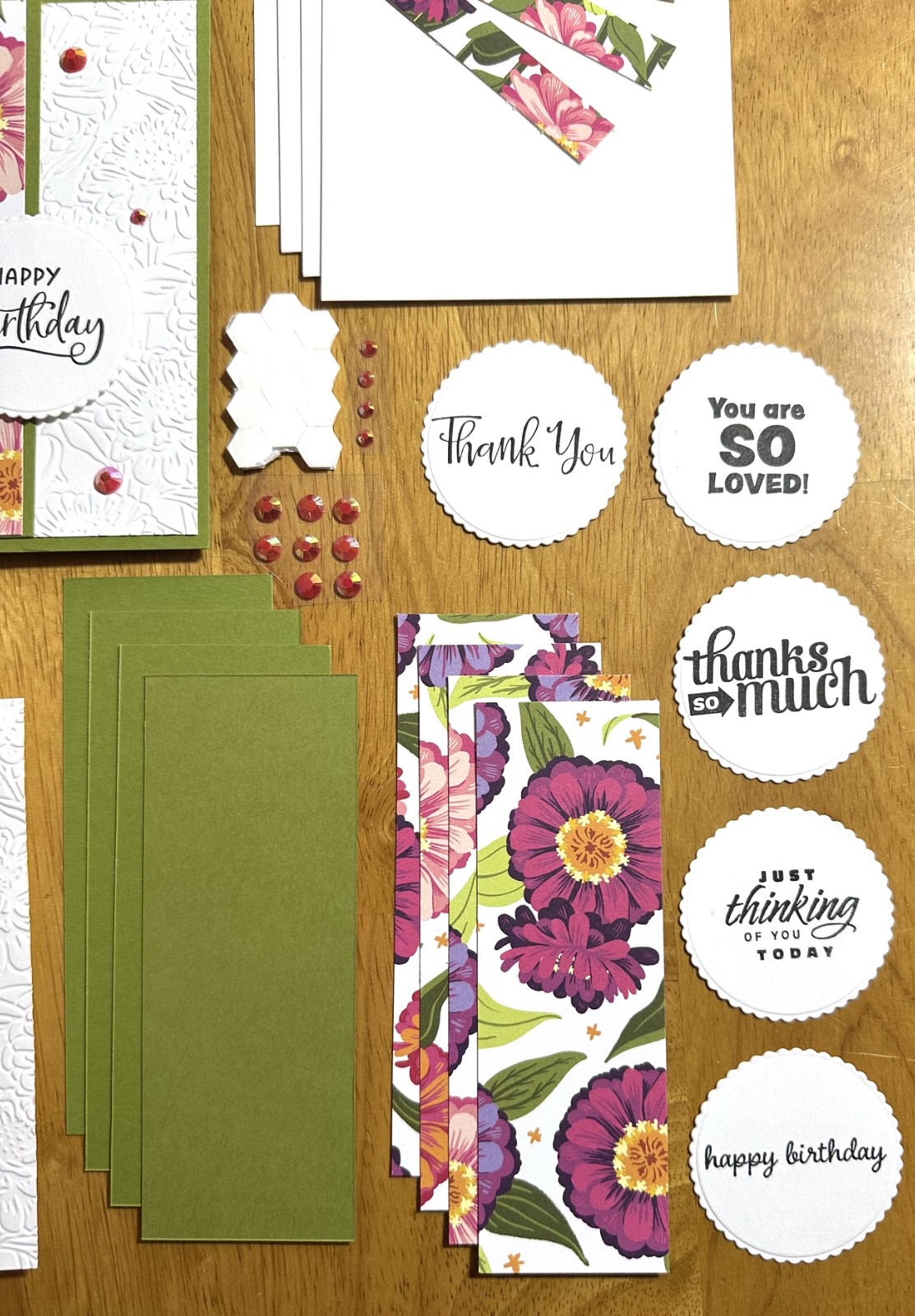 Stampin’ Up! Zinnias Sentiment Variety Card Kit-Set of 5, DSP, Embossed, Dots