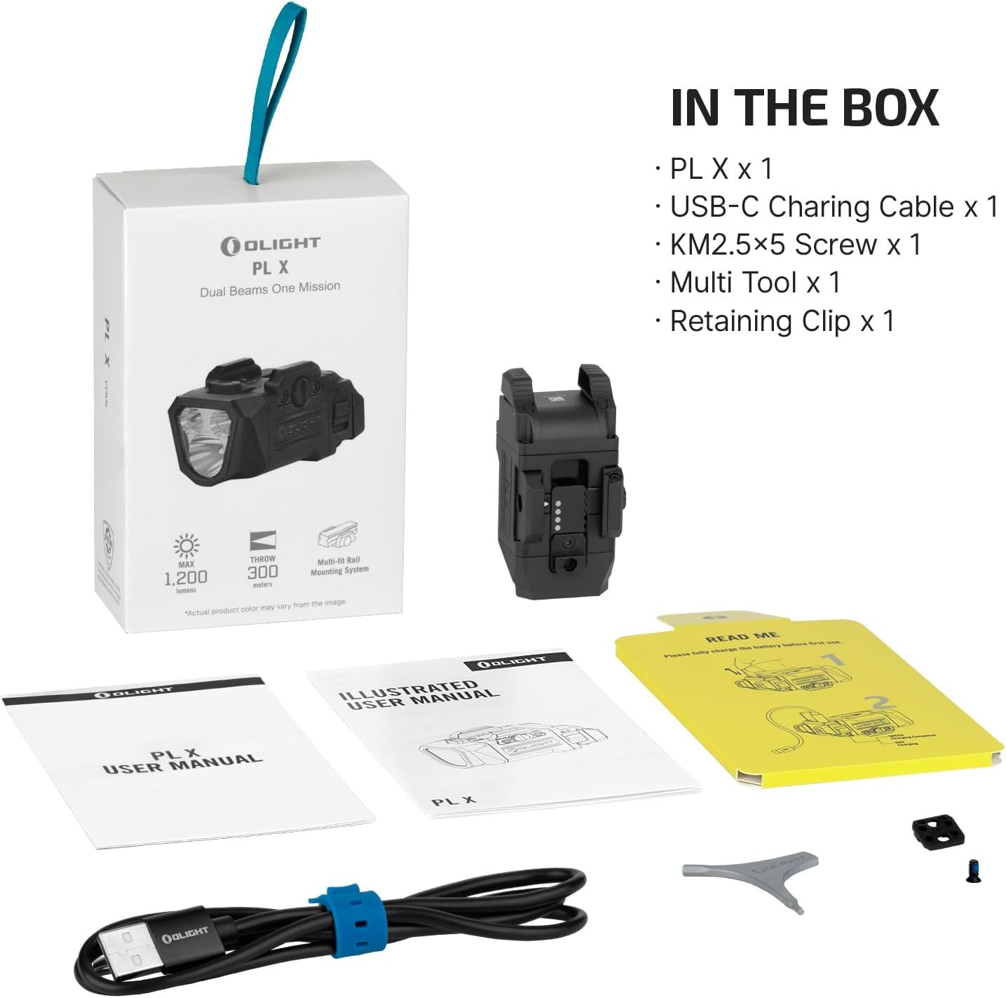 Olight PL X Rechargeable 1200 Lumen Weapon Light Strobe, Dual Beams Flood/Spot