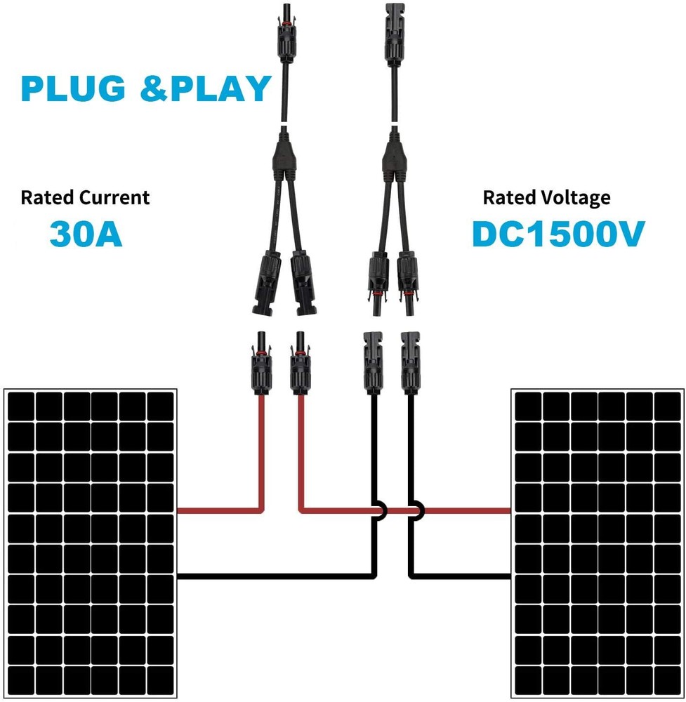 Solar Panel Y Branch Cable Connection Waterproof Adapter Connector Extension