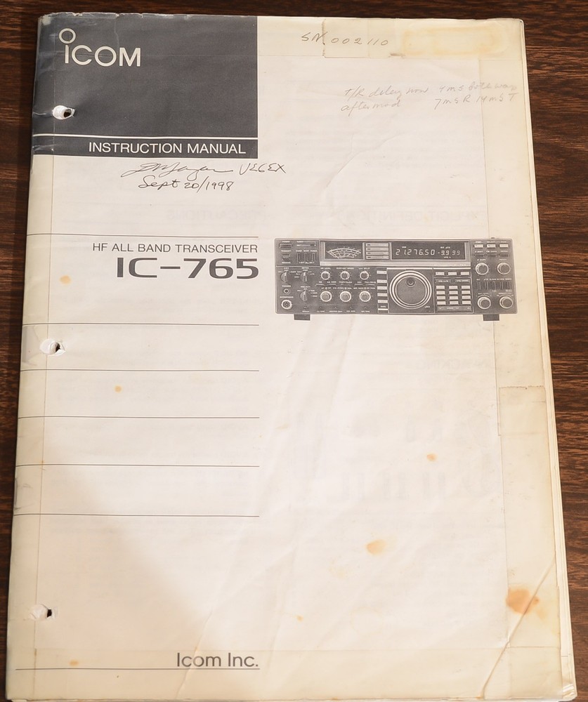 ORIGINAL INSTRUCTION MANUAL FOR ICOM IC-765